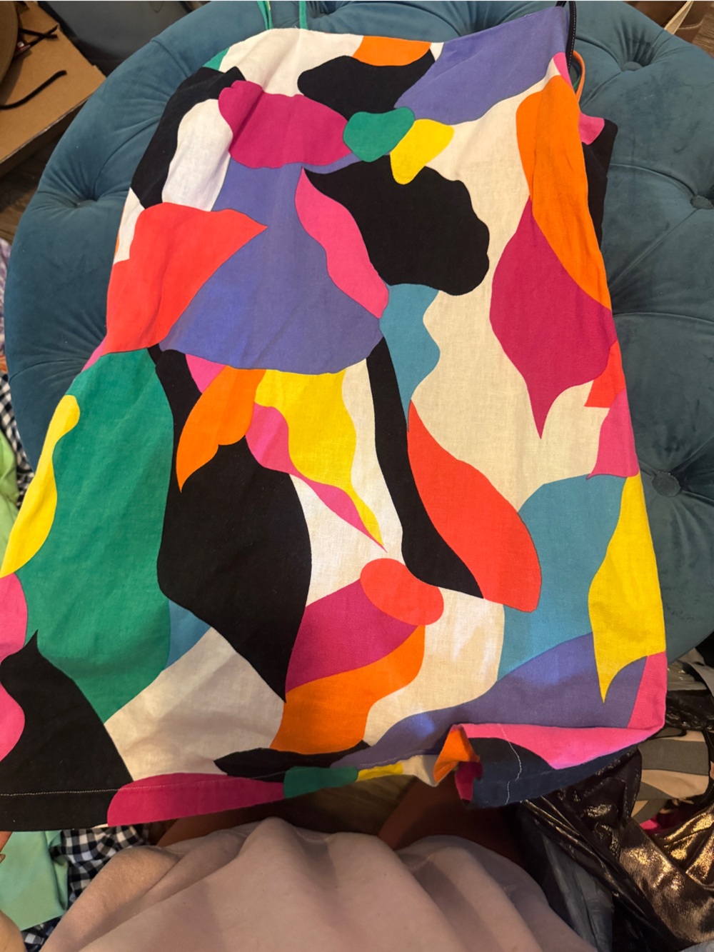 Multicolor Abstract Panel Dress — Pinkerton, Purple, Orange & Teal